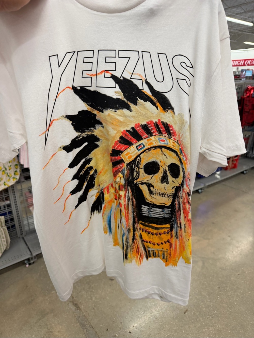 Yeezus White Graphic Tee with Colorful Skull Headdress Medium nwt